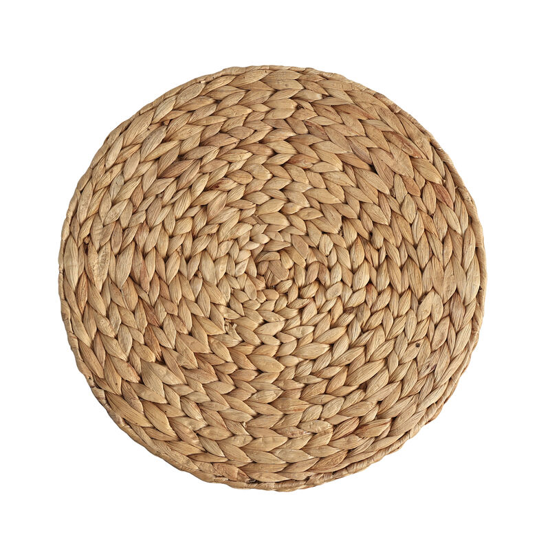 Addie 17.72" Modern Coastal Handwoven Water Hyacinth Storage Ottoman with Lid