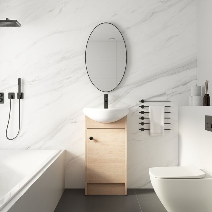Freestanding 18 Inch Bathroom Vanity, Small Bathroom Vanity With Sink, Bathroom Vanity and Sink Combo (KD-PACKING)-G-BVB02218PLO