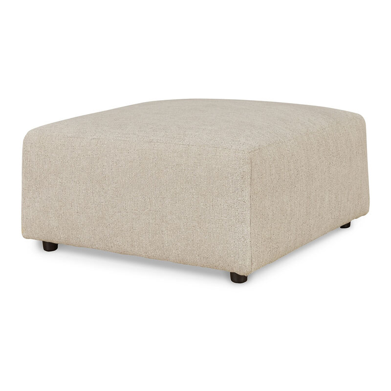 Felo Square Accent Ottoman, 39 Inch Modern Beige Polyester Cushioned