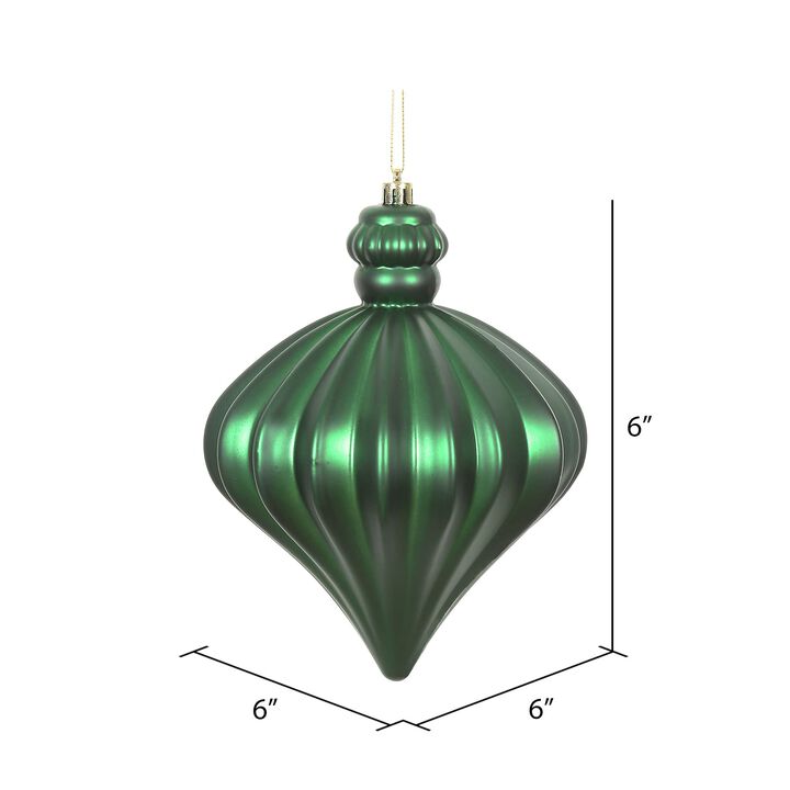 Vickerman 6" Emerald Matte Onion Drop Christmas Ornament. There are 4 Ornaments per Pack.