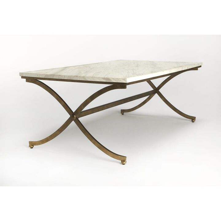 Butler Specialty Pamina Marble Coffee Table, Gold