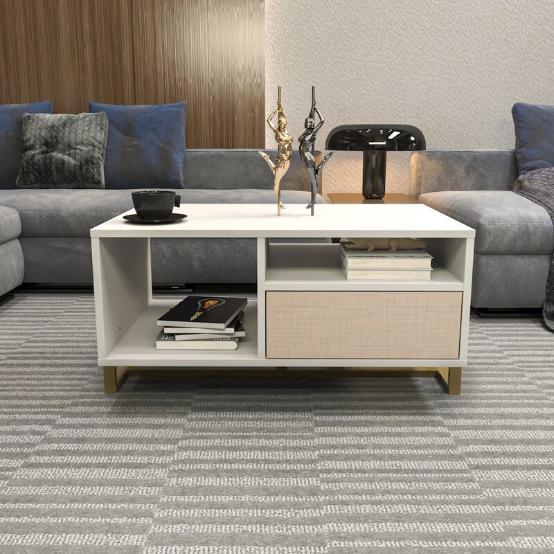 Decorotika Utopia Coffee Table White Beige