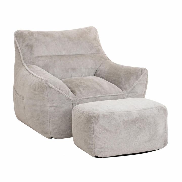 GOODSILO Soft Tufted Foam Filled Faux Fur Bean Bag Chair Comfy Lazy Sofa for Living Room Bedroom Ideal for Relaxing and Lounging