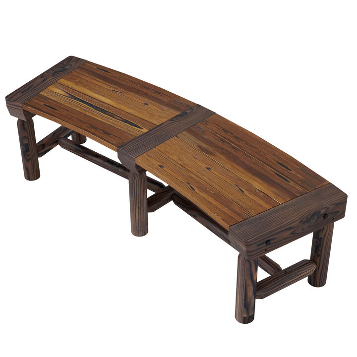 Hivvago Semicircular Wooden Garden Bench for Outdoor Spaces