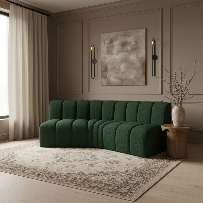 Meridian Furniture Arc Green Boucle Fabric Modular Sofa image number 1