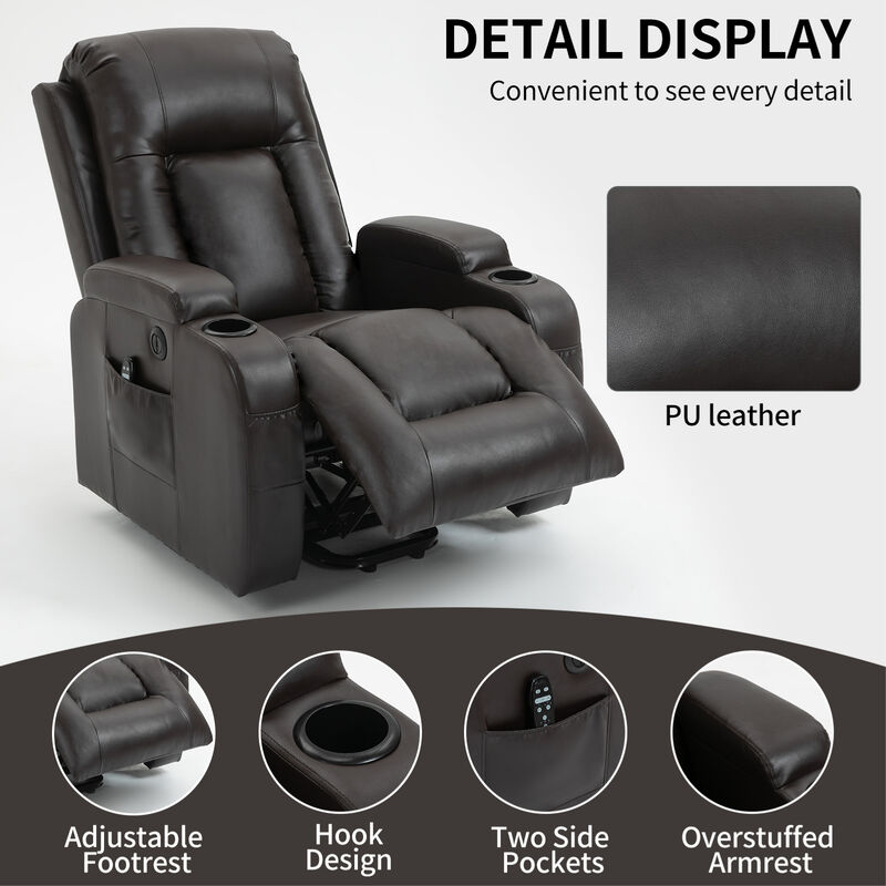 Merax Power Lift Recliner with Massage, Heat & Convenience Features image number 3