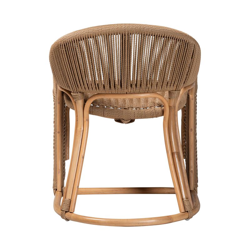 bali & pari Isra Natural Rattan Accent Chair with Handwoven Synthetic Wicker &ndash; Curved Barrel Back Lounge Chair for Coastal Living Spaces image number 3