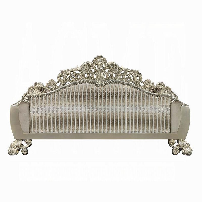 Esen Ornate Sofa, 7 Accent Pillows, Gold, Tufted Brown Velvet, 99 Inch image number 3