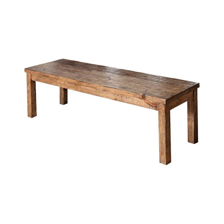 Old style Wood bench, Brown-Benzara