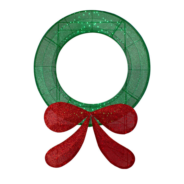 48" Commercial-Sized Lighted Tinsel Christmas Wreath Outdoor Decoration
