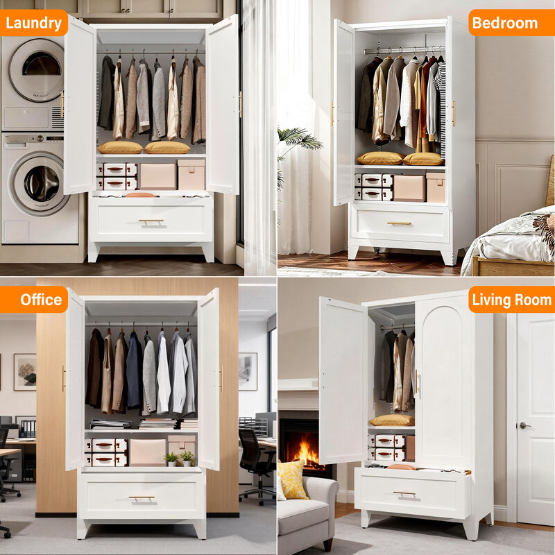 Gedstu 60" Tall Metal Wardrobe Cabinet image number 8