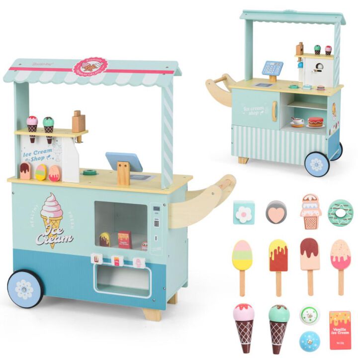 Hivvago Kids Ice Cream Truck Pretend Play Set for Toddlers with Vending Machine