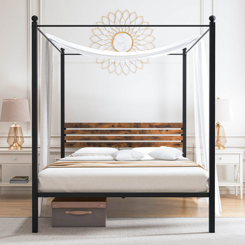Canopy Bed Frame with Under Bed Storage