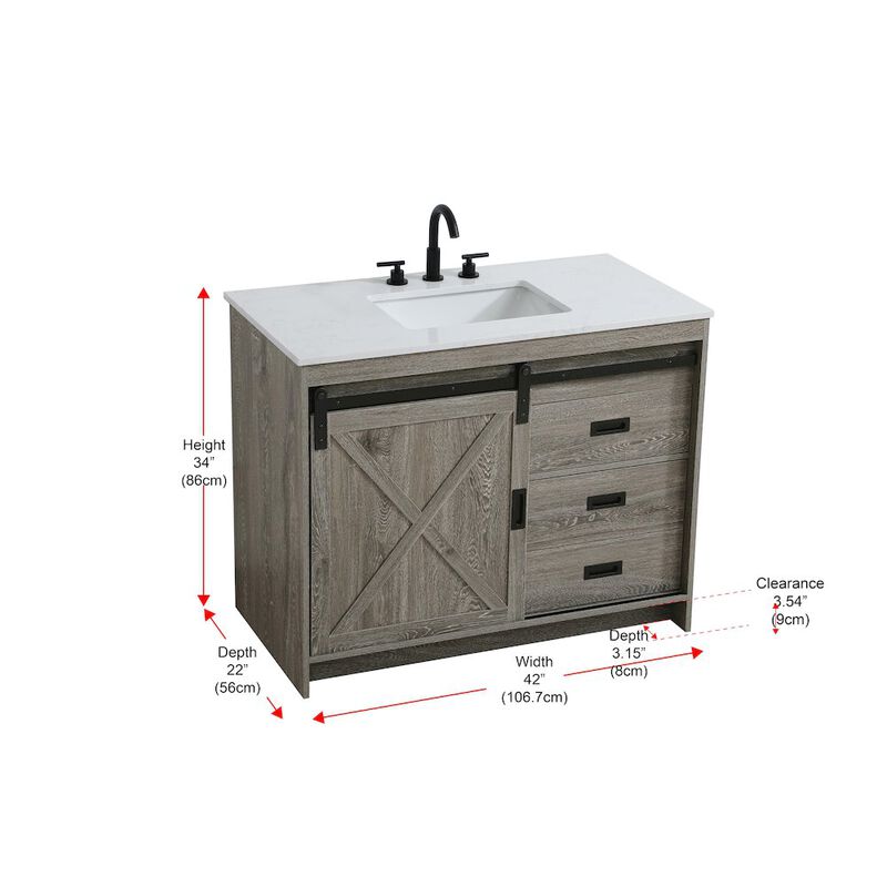 Elegant Kitchen and Bath Austin 42 Inch Single Bathroom Vanity In Rustic Grey