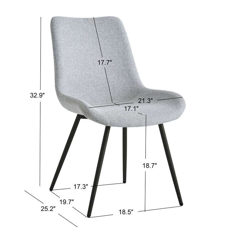 Set of 2 Scandinavian Dining Chairs with Black Metal Legs