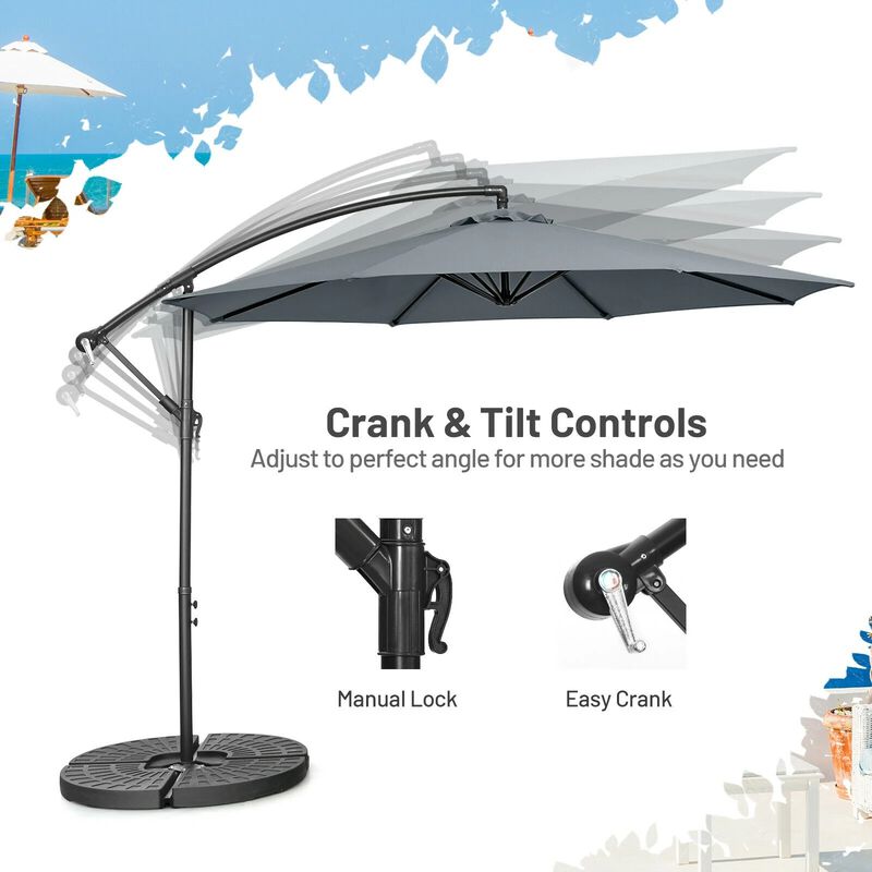 Mondawe 10 Feet Offset Umbrella with 8 Ribs Cantilever and Cross Base