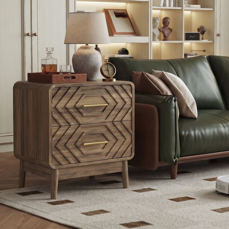 Donsma Mid‑Century Modern 2‑Drawer Nightstand image number 6