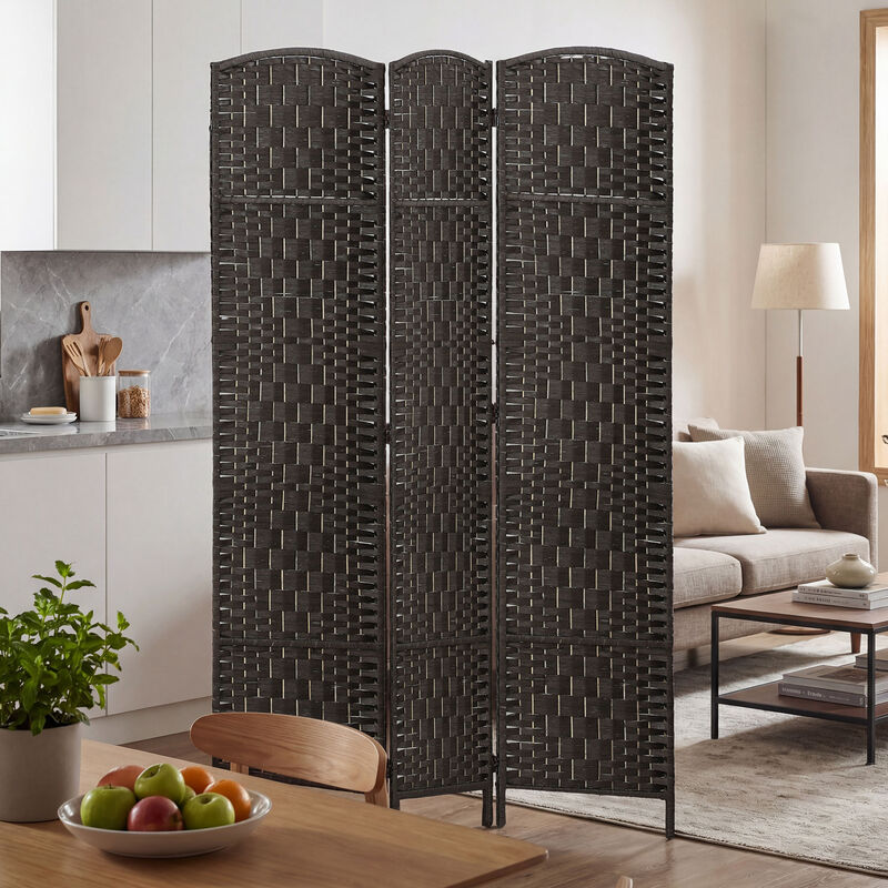 Hivvago Folding Room Divider with 3 Panels and Woven Design image number 6
