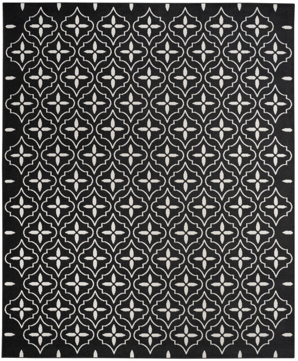 HomeRoots 5' X 7' Black And Ivory Geometric Indoor Outdoor Area Rug