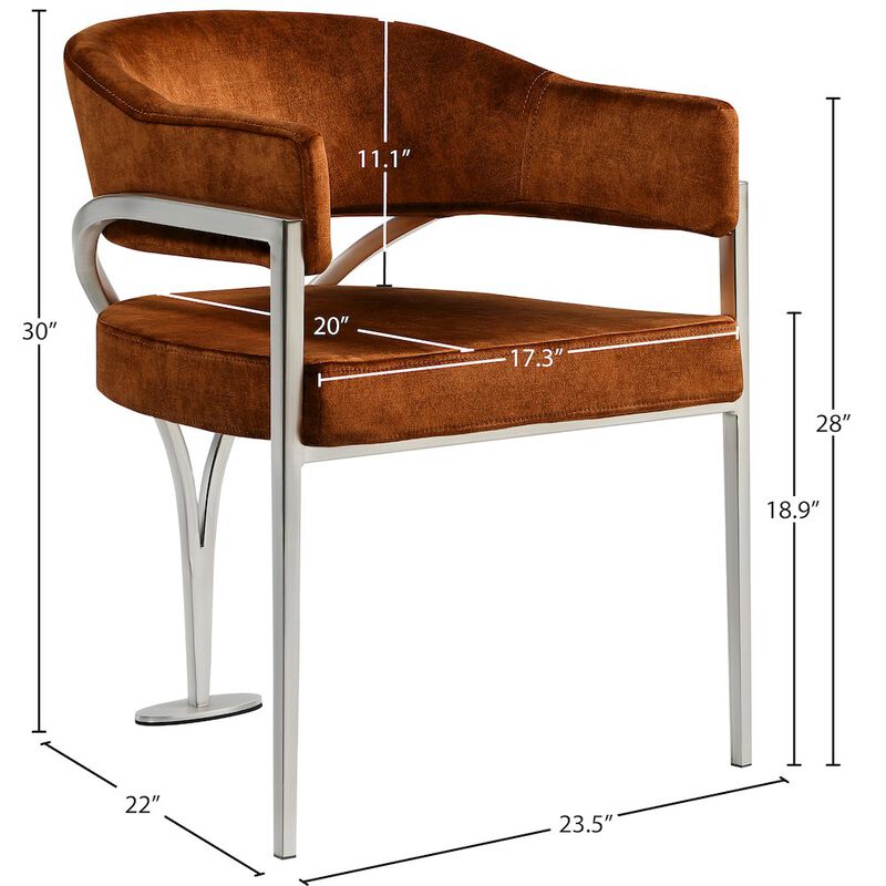 Meridian Furniture Madelyn Cognac Velvet Dining Chair, Set of 2