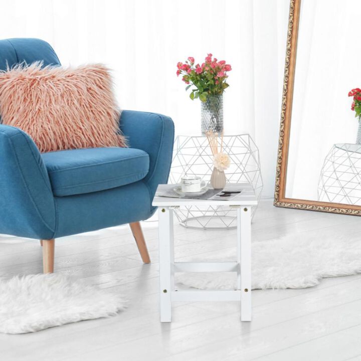 Hivvago Patio Square Wooden Slat End Side Coffee Table for Garden