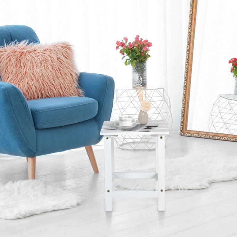 Hivvago Patio Square Wooden Slat End Side Coffee Table for Garden