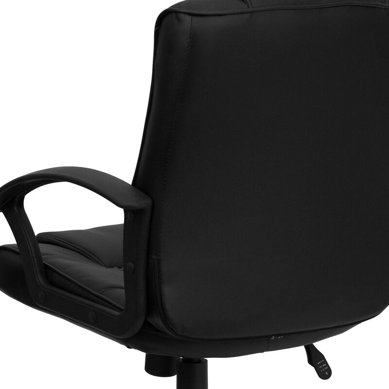 Lindon Mid-Back Black LeatherSoft Swivel Task Office Chair with Arms image number 5
