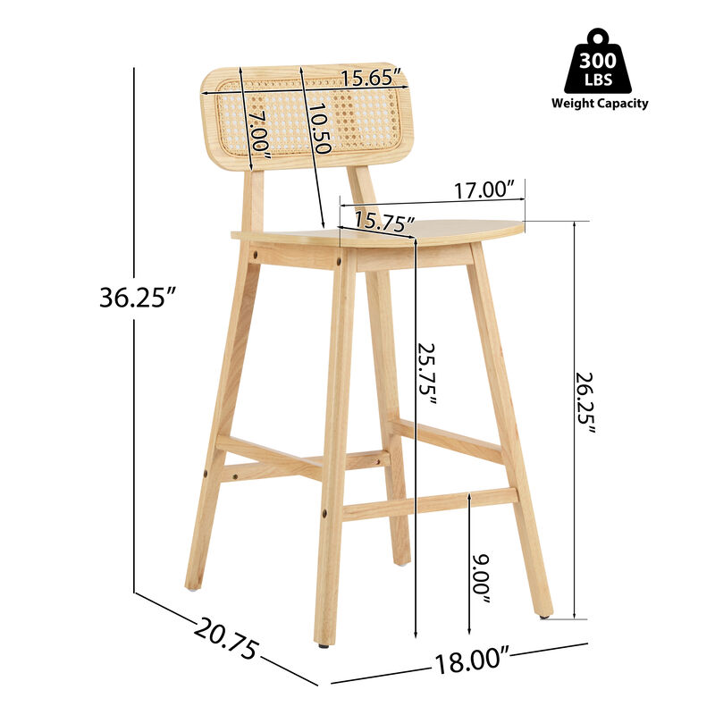 Merax 2 Pieces Wood Bar Stools Dining Chairs