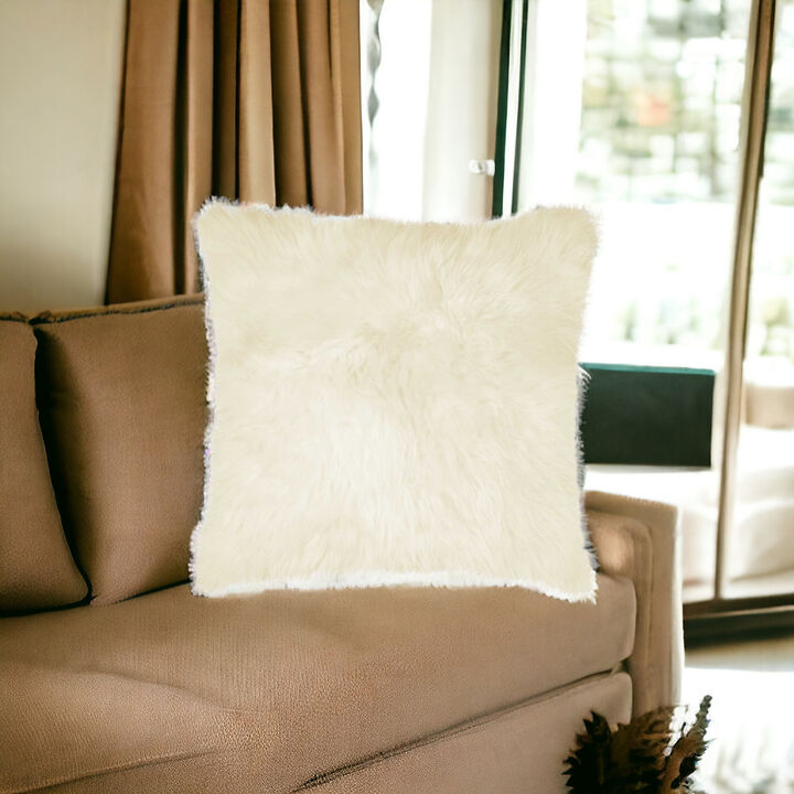 Sheepskin Decorative Throw Pillow &ndash; Soft Furry Cushion for Bedroom & Lounge