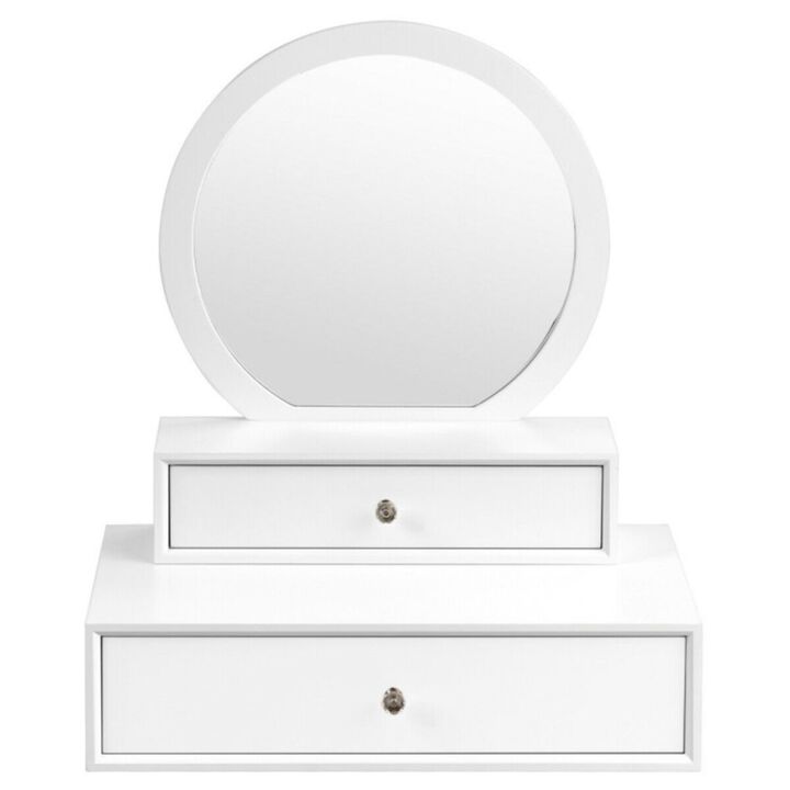 Makeup Dressing Wall Mounted Vanity Mirror with 2 Drawers