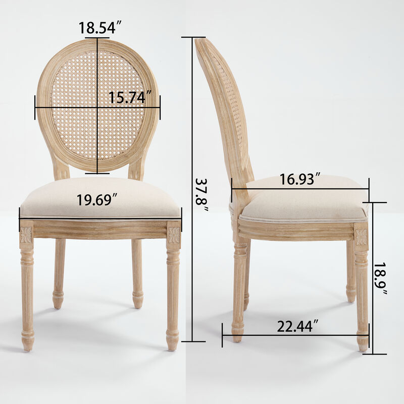 Merax Set of 2 French Style Upholstered Dining Chairs