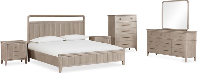 Camden Five Drawer Oak Wood Chest in Chai