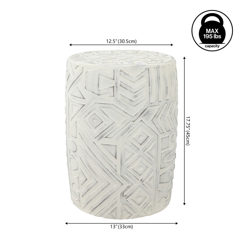 Rafi MidCentury Modern Geometric Drum Garden Stool