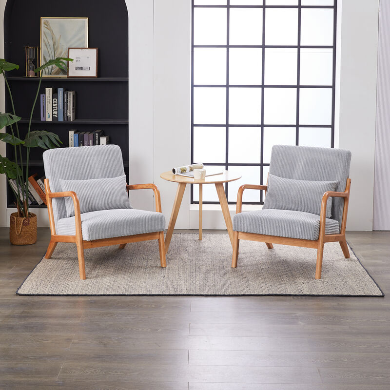 GOODSILO Mid-Century Modern Accent Chair with Ergonomic Support and Sustainable Rubberwood Frame image number 8