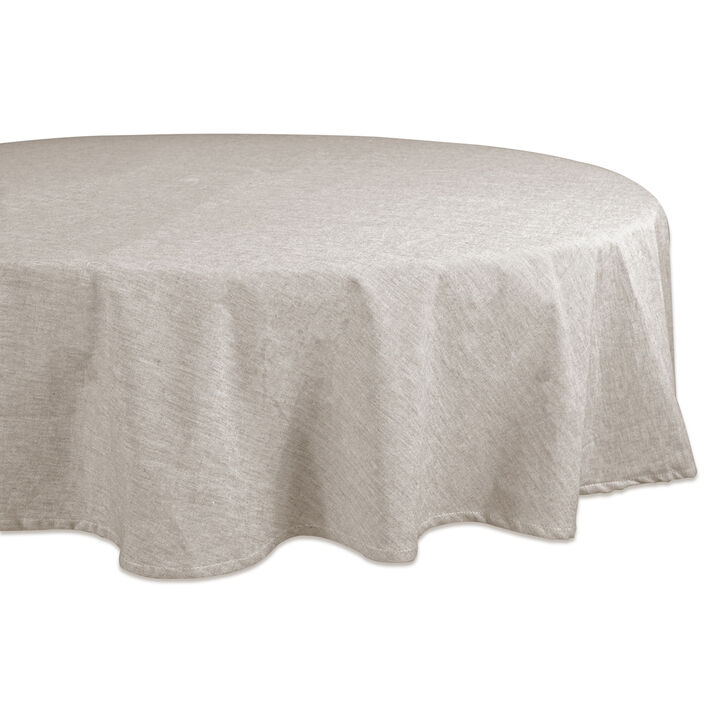 Natural Gray Chambray Round Tablecloth with Mitered Corner 70"
