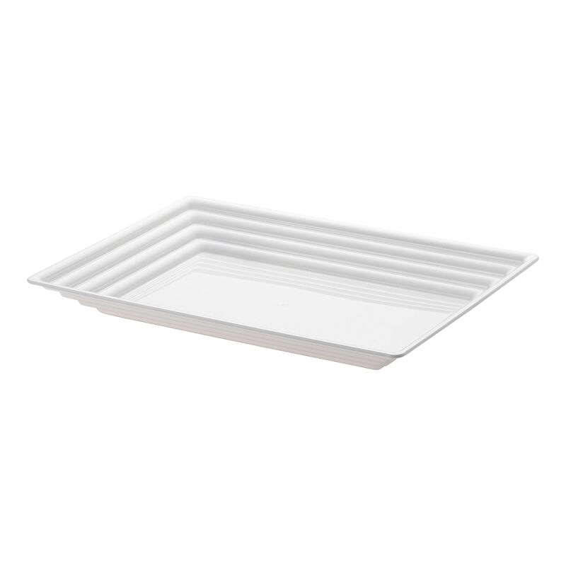 9" x 13" White Rectangular with Groove Rim Plastic Serving Trays (24 Trays) image number 0