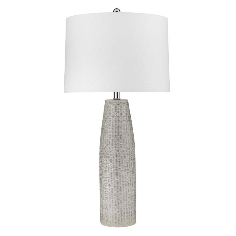 Hivvago 33" Light Gray Ceramic Table Lamp With White Drum Shade