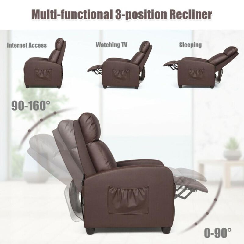 Hivvago Recliner Massage Wingback Single Chair with Side Pocket