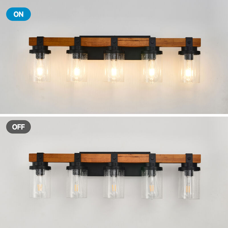 ELEMENT ACE 5-Light Wall Mount Lamp with Clear Glass Shades, Moisture & Corrosion Resistant Vanity Lighting for Bathroom Kitchen Dining Room, Easy to Install image number 3