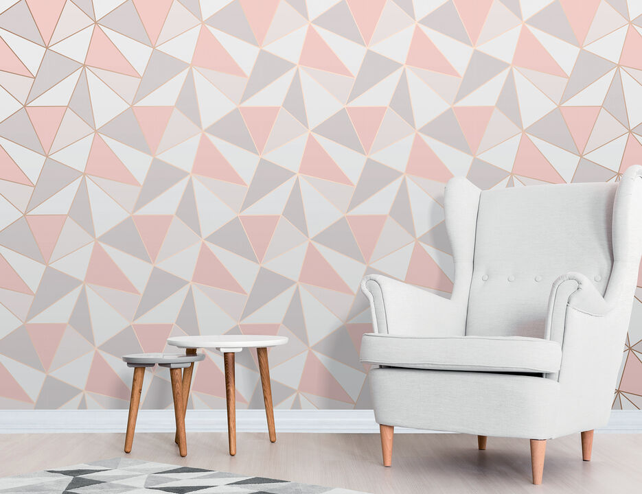 Arken Rose Gold Geometric Wallpaper