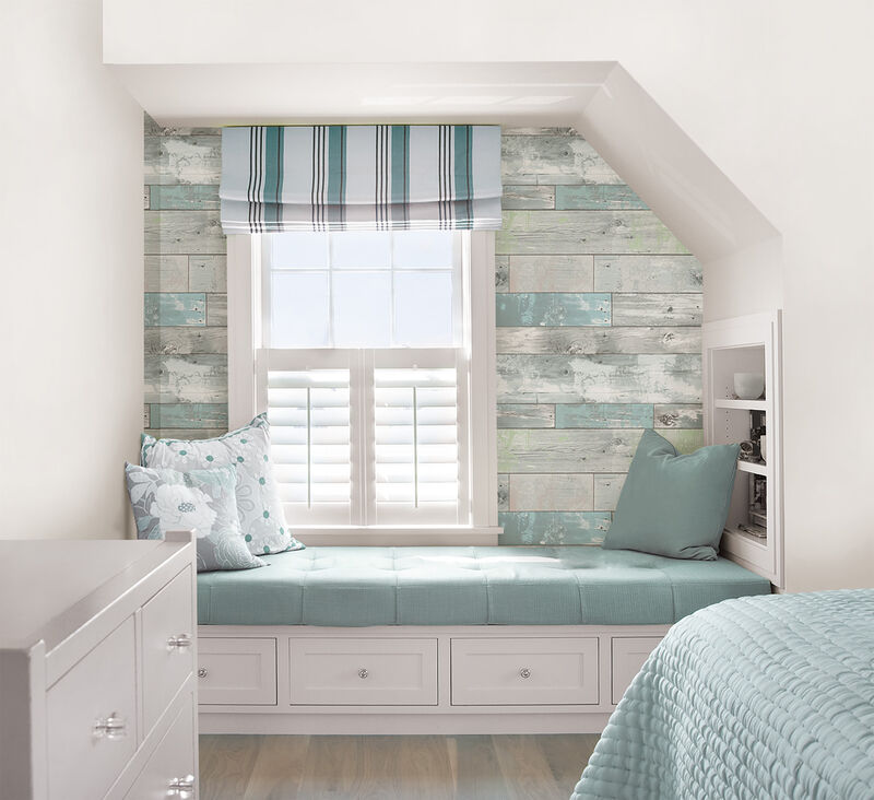 Aqua Beachwood Peel & Stick Wallpaper image number 3