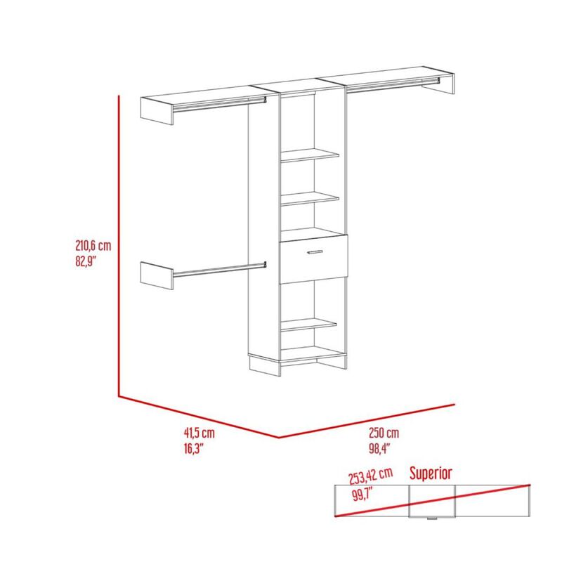 Calveston 1-Drawer 4-Shelf Closet System Black Wengue
