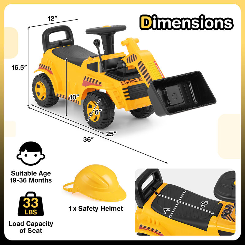 Kids Ride On Bulldozer Excavator Toy with Adjustable Bucket image number 2
