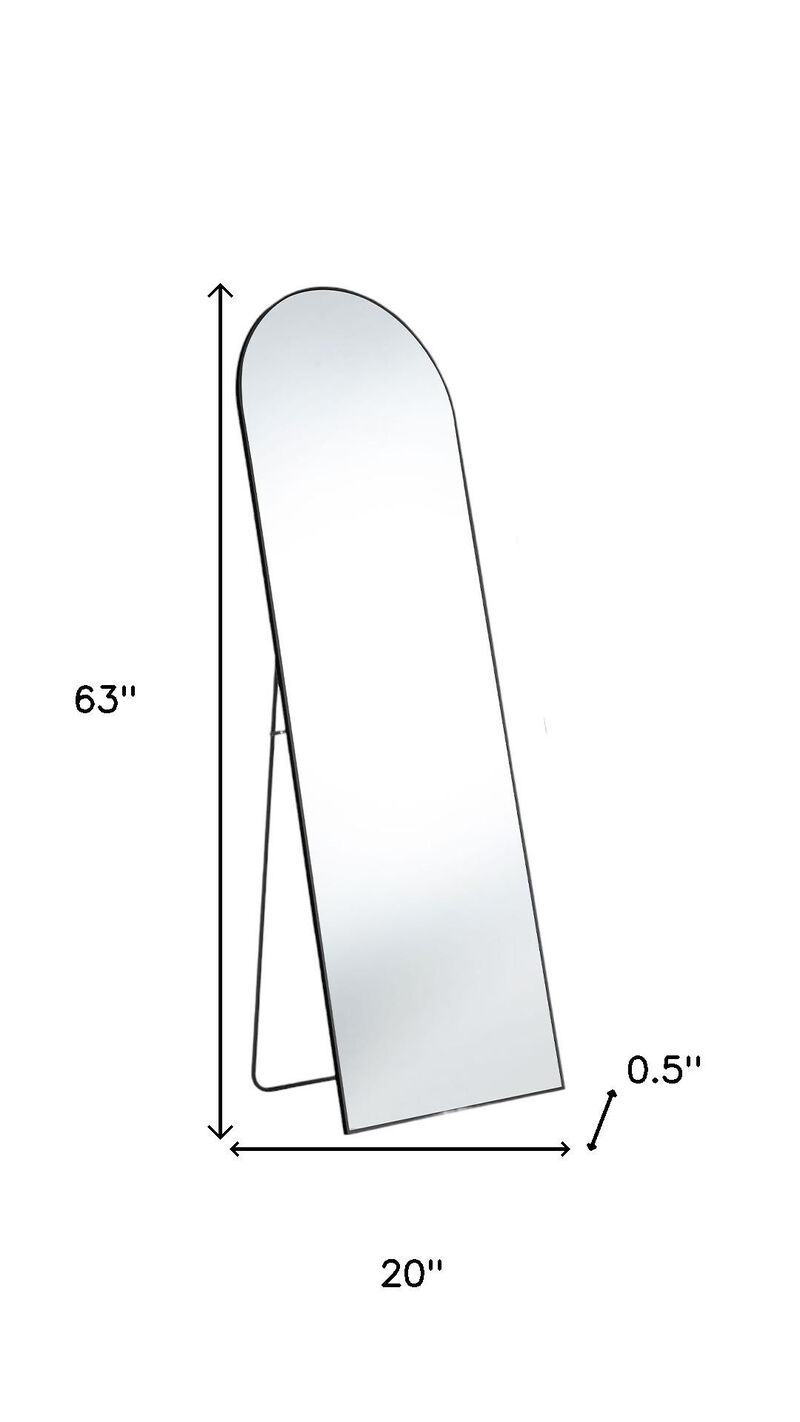HomeRoots 63" Black Metal Arch Freestanding and Wall Mount Framed Full Length Mirror image number 5