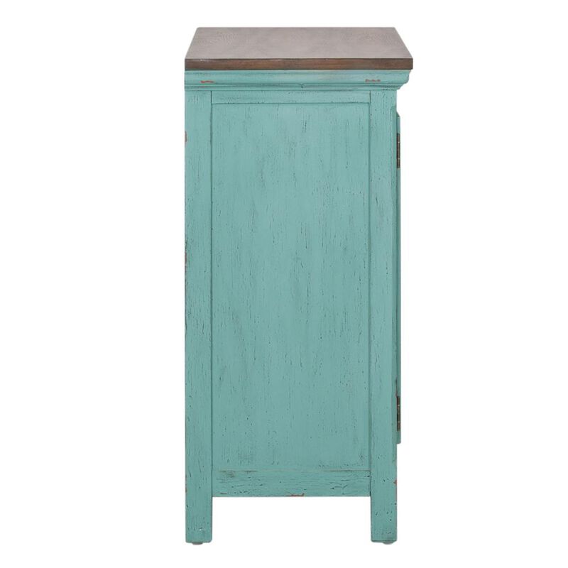 Liberty Furniture Kensington 2 Door Accent Cabinet in Turquoise w/ Worn Wood Tone Top image number 2