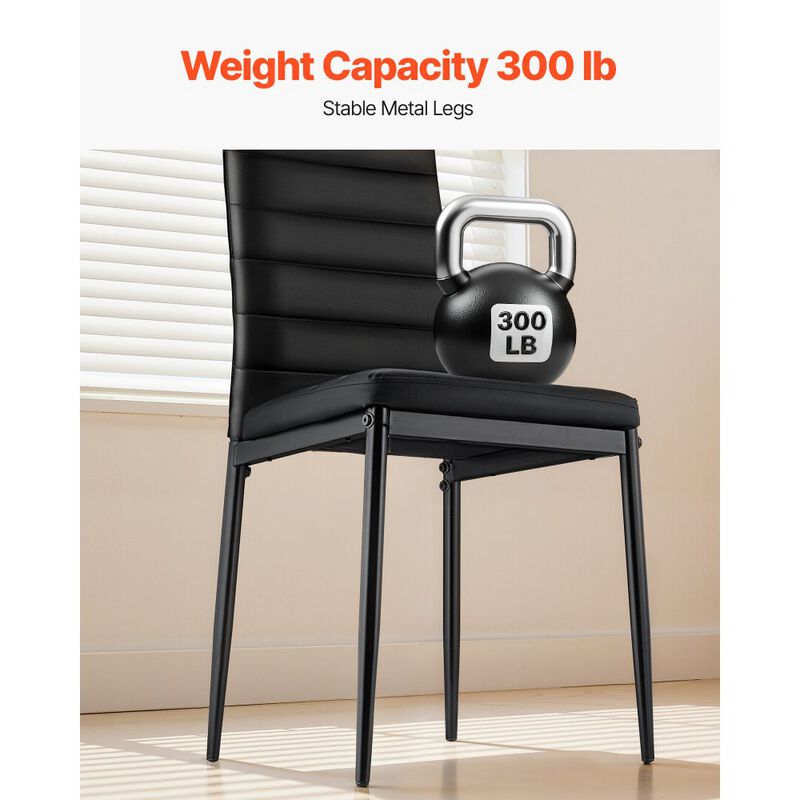 Modern Accent Dining Chairs Set of 4, Padded Leather Chairs with Sturdy Metal Legs image number 6