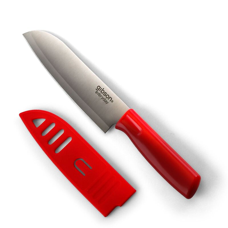 Gibson Everyday Grantville 4 Piece 6 Inch Santoku Knife with Sheath in Assorted Colors