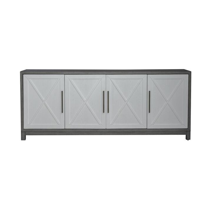 Liberty Furniture 78 Inch TV Console Contemporary White in Two-Tone Shell White