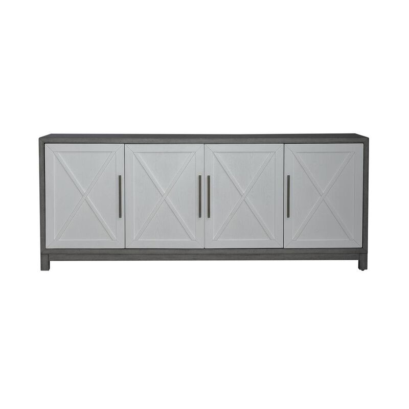 Liberty Furniture 78 Inch TV Console Contemporary White in Two-Tone Shell White image number 1