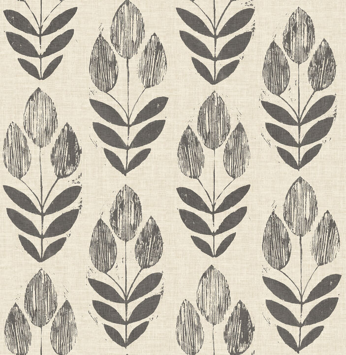 Garland Black Block Tulip Wallpaper (Set of 2)